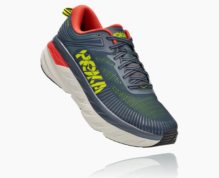 Running Shoes Mens - Hoka One One Bondi 7 - Navy - ORXKYME-87